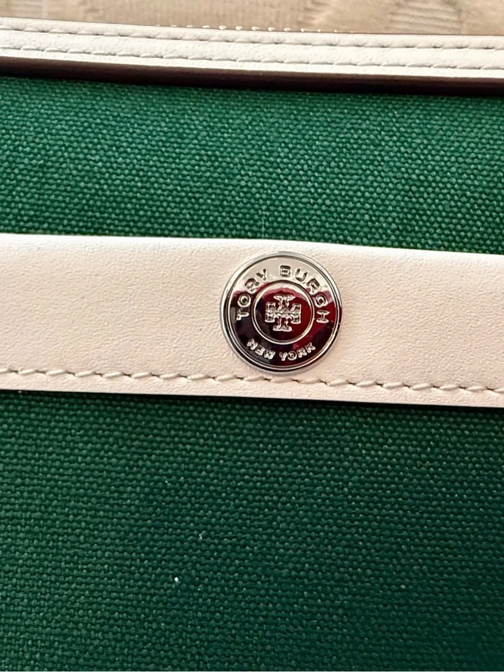 Masters Green and White Crossbody Bag by Tory Burch, and the Masters.